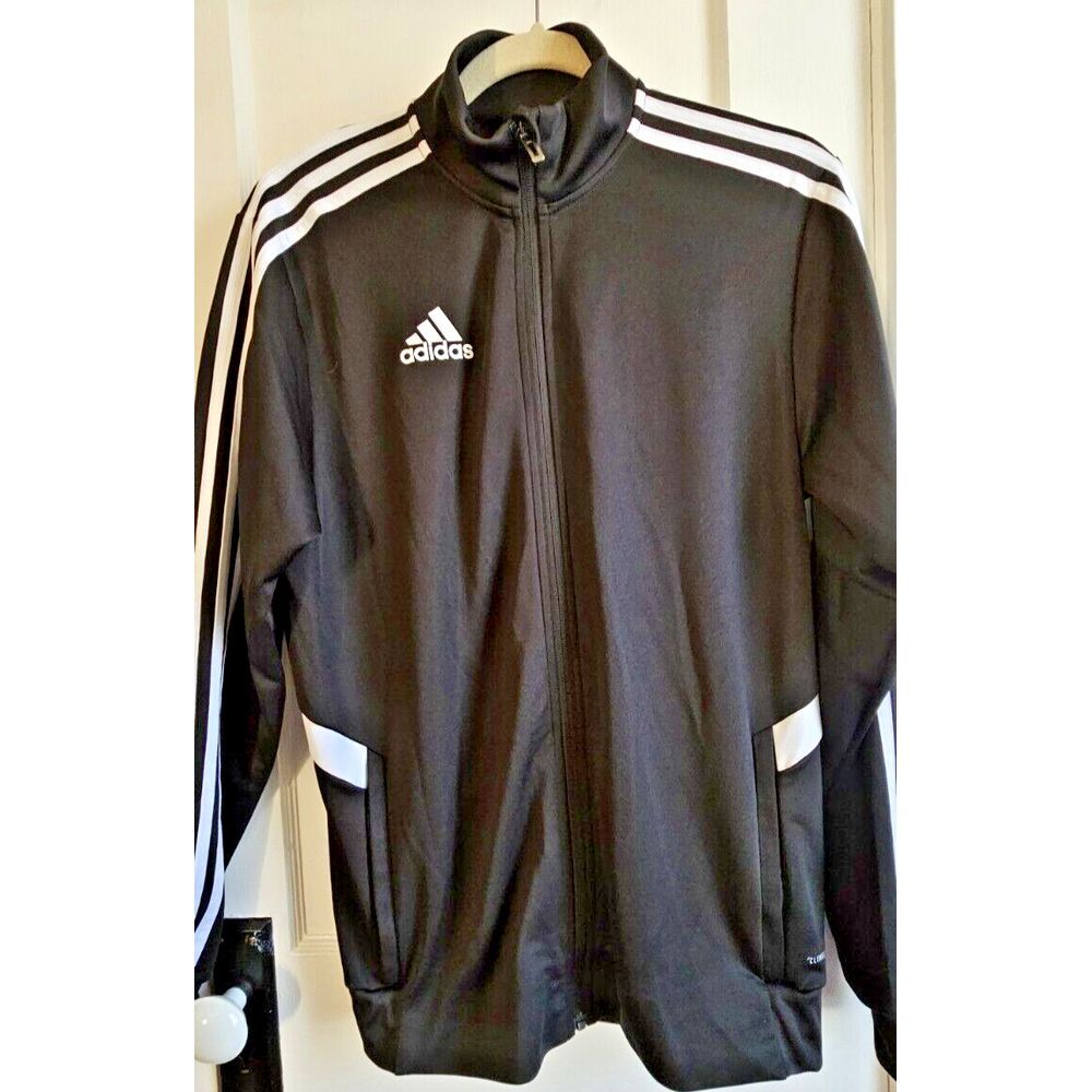 Adidas CLIMALITE  full‎ zip Jacket Adult Sz Small Black White Athleisure Y2K